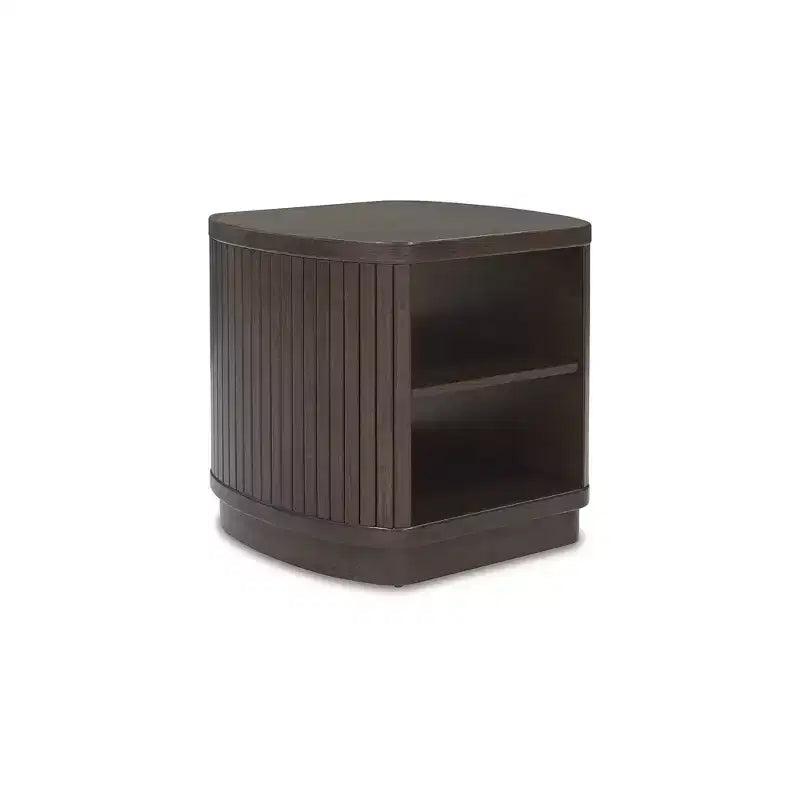 Signature Design by Ashley Korestone Contemporary End Table with Storage Shelf, Dark Brown