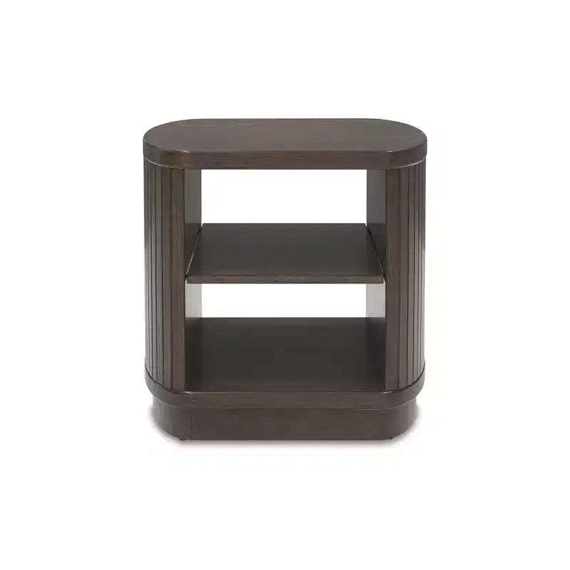 Table d'appoint contemporaine avec étagère de rangement, marron foncé