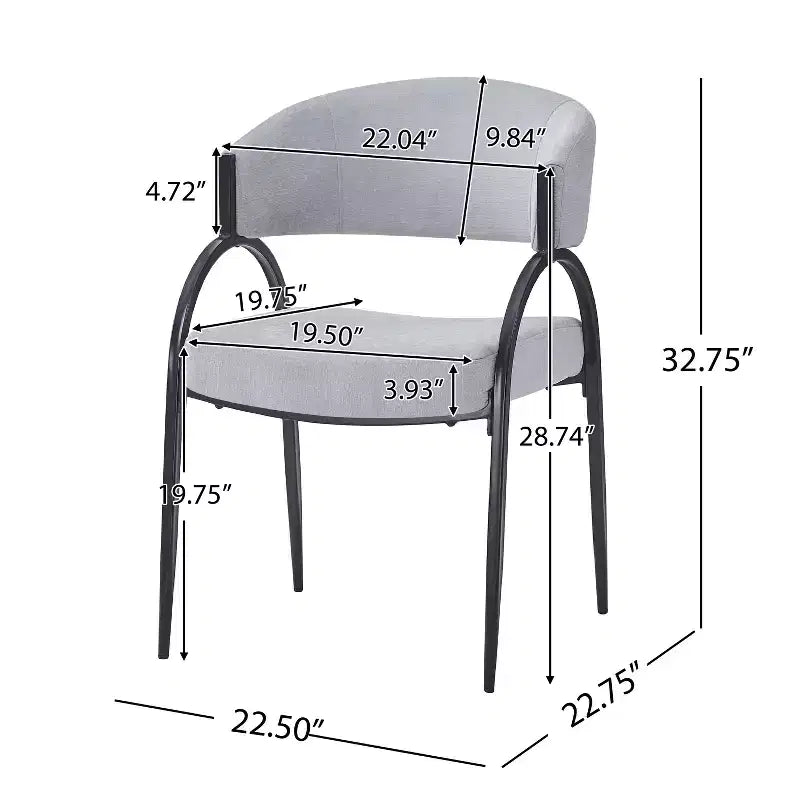 Chaises de salle à manger avec accoudoirs rembourrés et pieds en métal