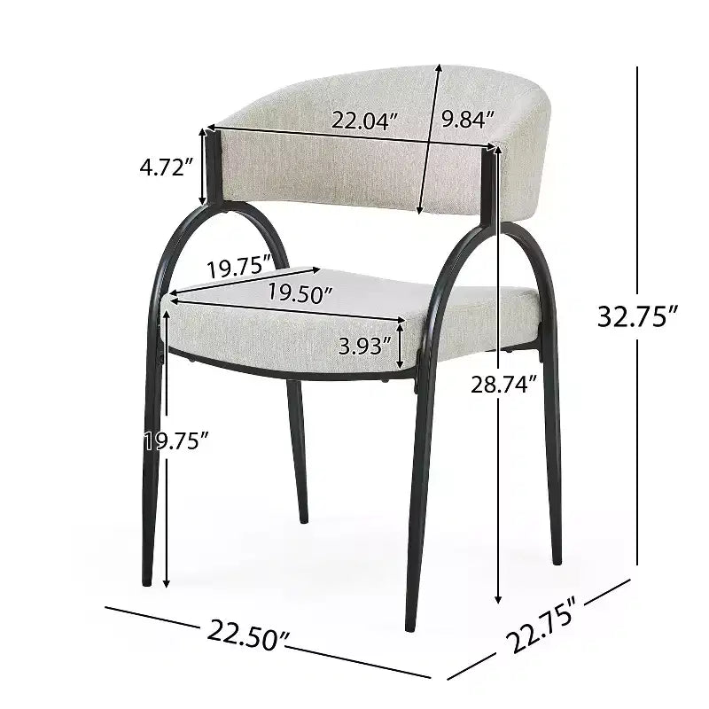Chaises de salle à manger avec accoudoirs rembourrés et pieds en métal