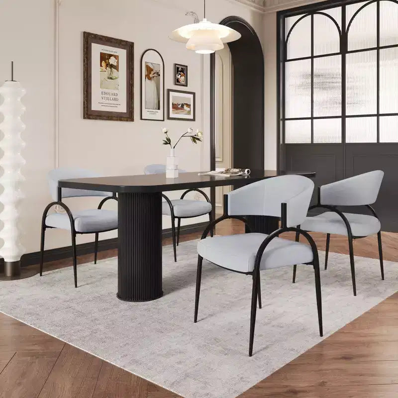 Chaises de salle à manger avec accoudoirs rembourrés et pieds en métal