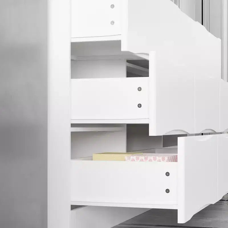 Commode horizontale pour chambre à coucher, moderne, minimaliste, poignées invisibles, blanche