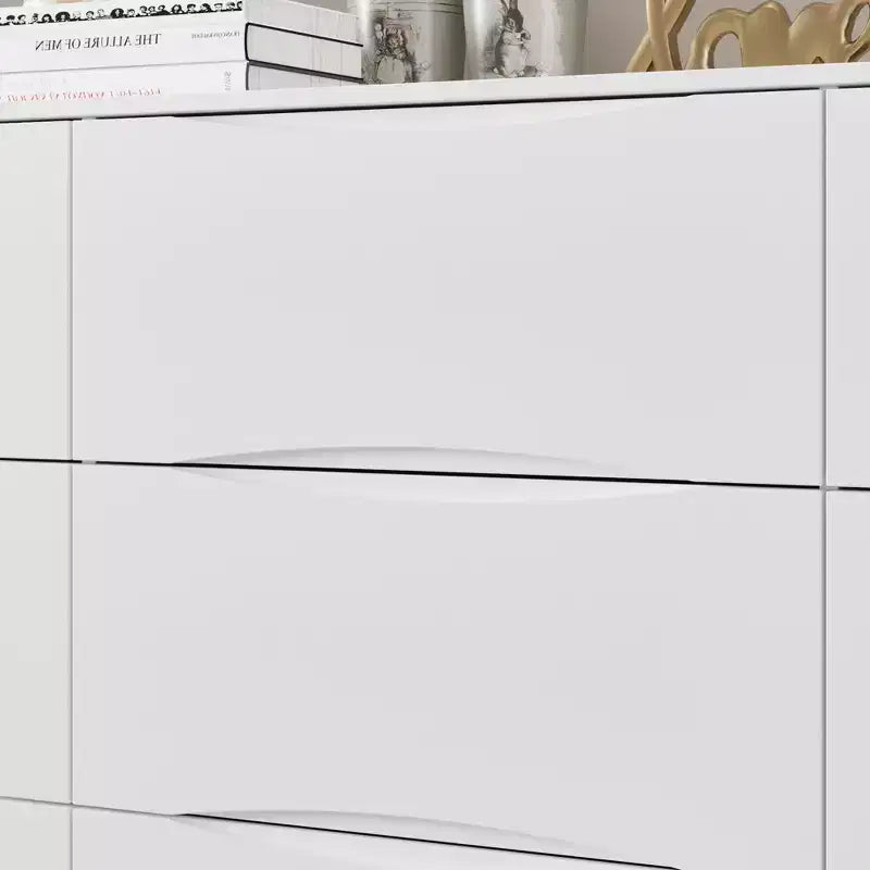 Commode horizontale pour chambre à coucher, moderne, minimaliste, poignées invisibles, blanche