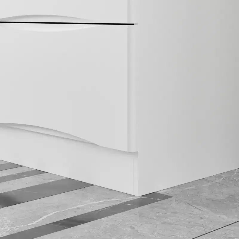 Commode horizontale pour chambre à coucher, moderne, minimaliste, poignées invisibles, blanche