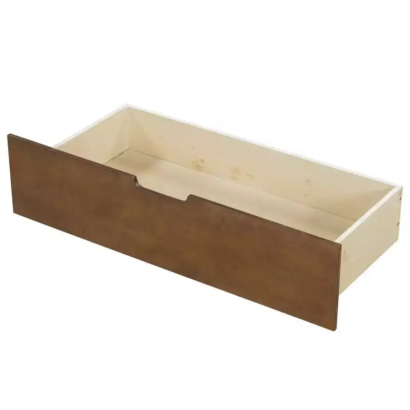 Lit de repos double avec lit gigogne/2 tiroirs et garde-corps rustique, Gris/Marron