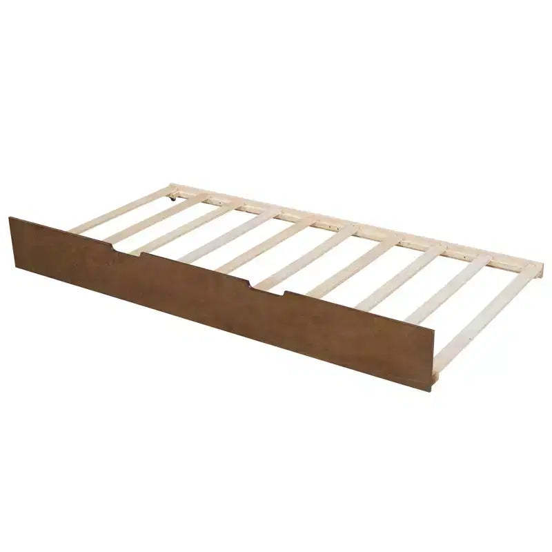 Lit de repos double avec lit gigogne/2 tiroirs et garde-corps rustique, Gris/Marron