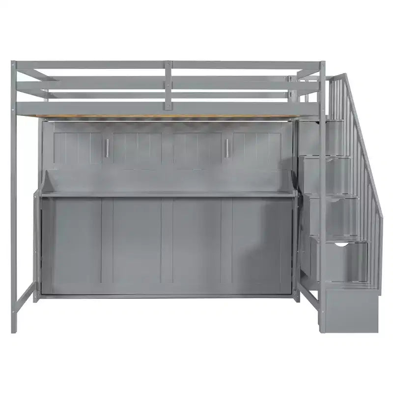 Lit superposé double, lit escamotable avec vérin hydraulique et bureau intégré