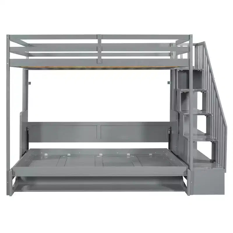 Lit superposé double, lit escamotable avec vérin hydraulique et bureau intégré