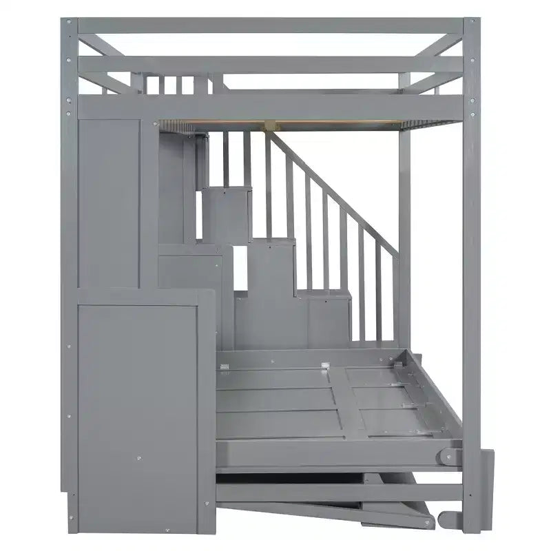 Lit superposé double, lit escamotable avec vérin hydraulique et bureau intégré