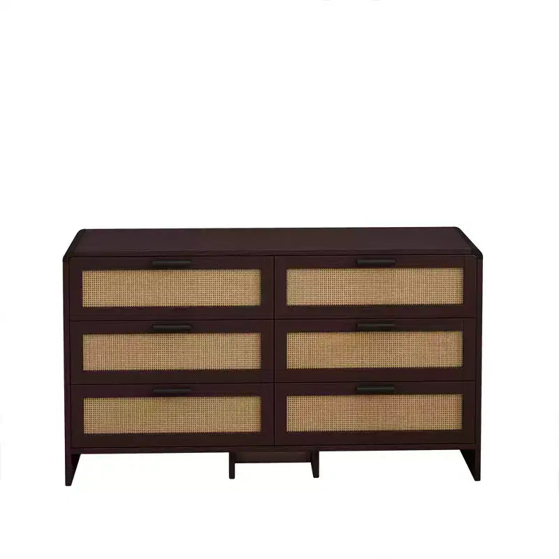 Commode à 6 tiroirs en rotin, commode de rangement d'angle en rotin en forme d'arc pour salon et chambre