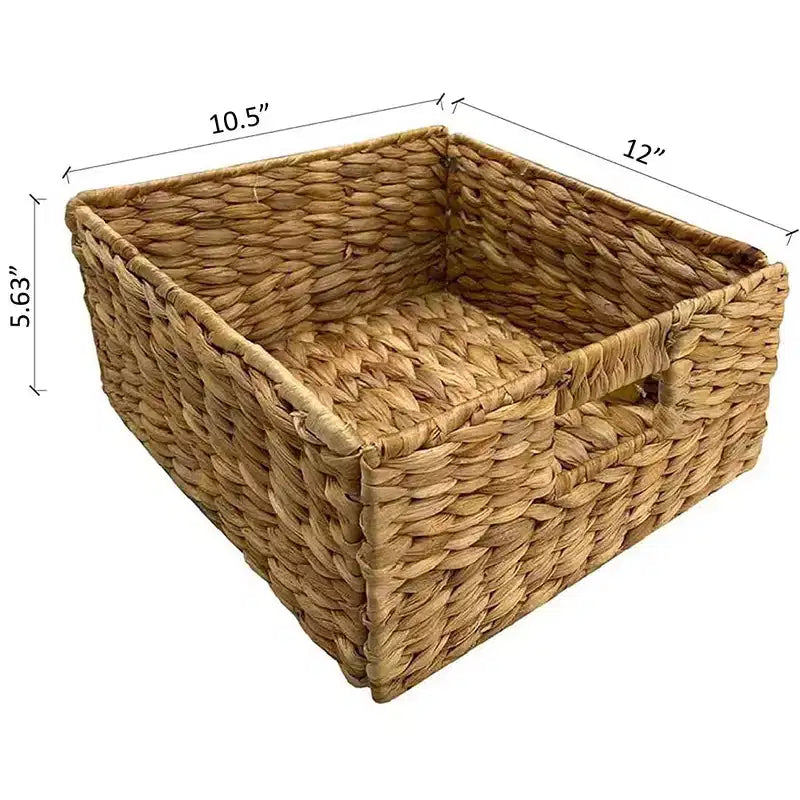 Table d'appoint à 3 niveaux avec 3 paniers en jacinthe d'eau naturelle