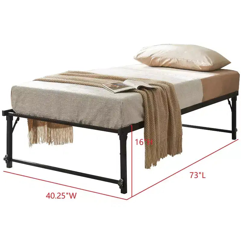 Cadre de lit de repos moderne en métal pour lits jumeaux avec support de matelas, lit de repos pour salon, chambre à coucher, chambre d'amis, bronze