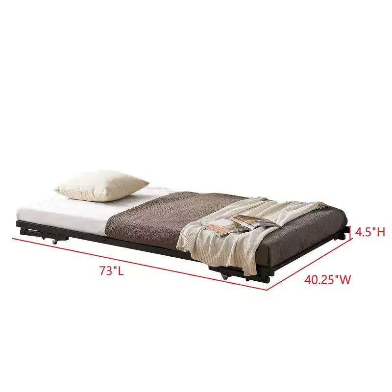 Cadre de lit de repos moderne en métal pour lits jumeaux avec support de matelas, lit de repos pour salon, chambre à coucher, chambre d'amis, bronze
