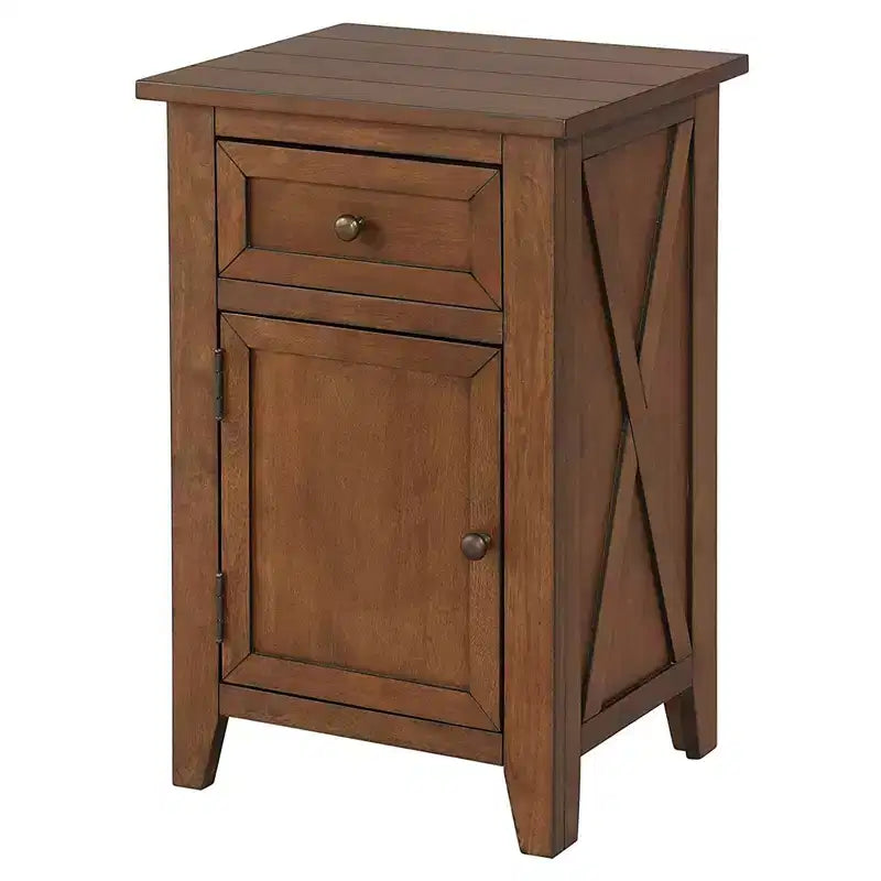 Table de chevet en bois X-Side avec 1 tiroir et 1 placard de rangement à 1 porte