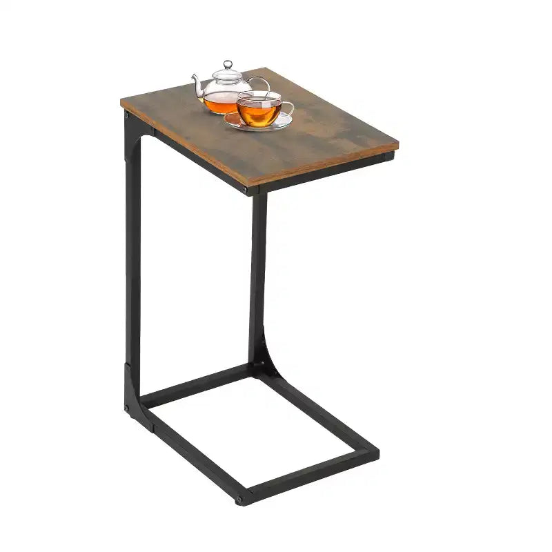 Table d'appoint en forme de C, table de bout de 60 cm avec cadre en métal pour salon