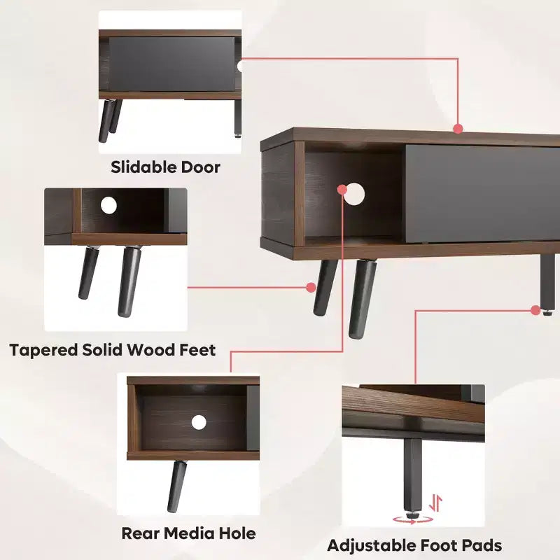 Meuble TV pour Téléviseur 80 Pouces, Meuble TV 70 Pouces avec Portes Coulissantes pour Salon, Noyer