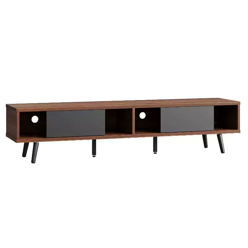 Meuble TV pour Téléviseur 80 Pouces, Meuble TV 70 Pouces avec Portes Coulissantes pour Salon, Noyer