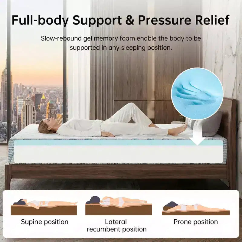 Matelas Queen Size 12 pouces pour Adulte Adolescent Unique, Matelas Rafraîchissant en Mousse à Mémoire de Forme, Housse Amovible et Lavable, Fermeté Moyenne