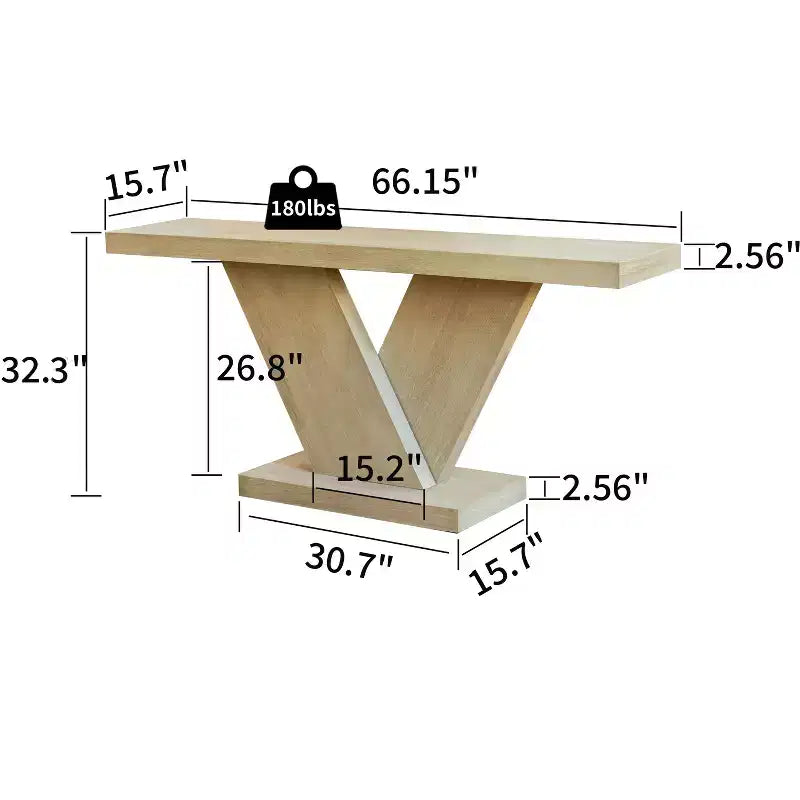 Table console moderne avec pieds en X, 66 po