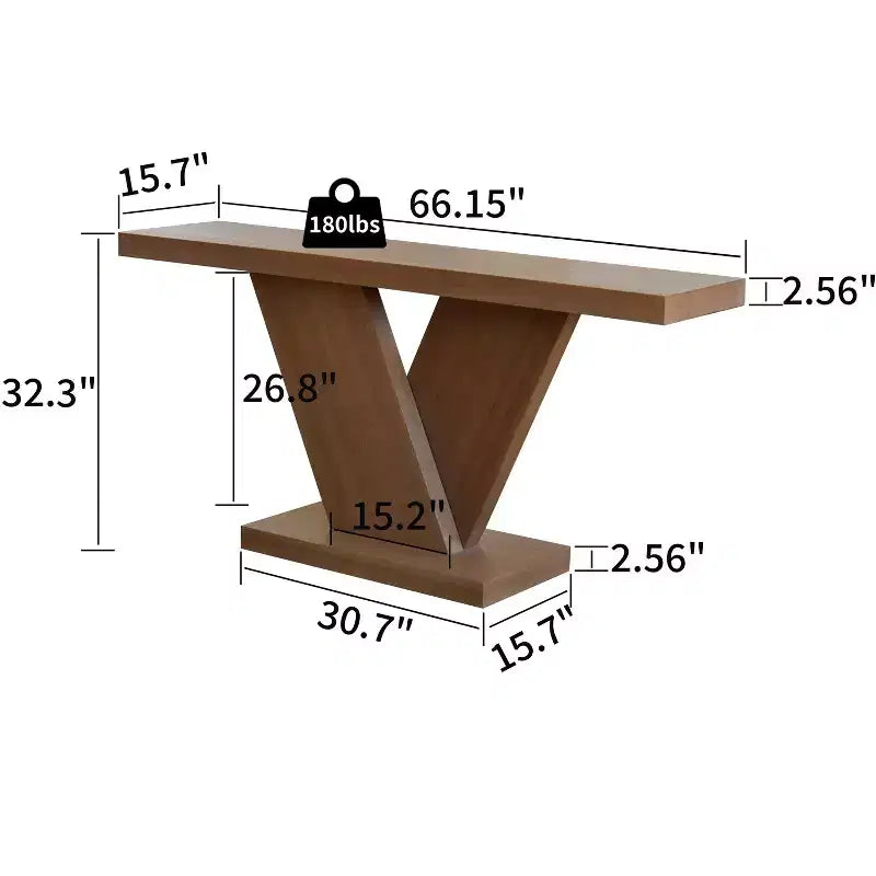 Table console moderne avec pieds en X, 66 po
