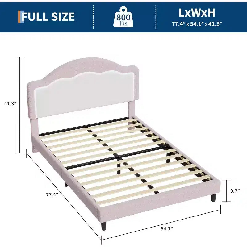 Cadre de Lit Double/Grand Lit avec Tête de Lit Ajustable, Cadre de Lit Plateforme Rembourré en Polaire, Capacité de 750 LB, Pas Besoin de Sommier Tapissier