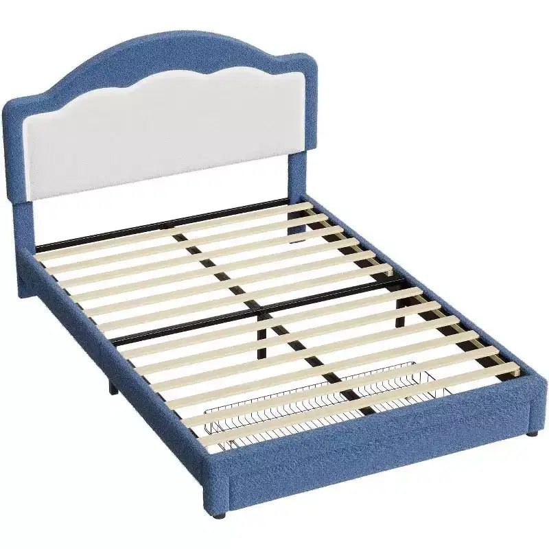 Cadre de Lit Double/Grand Lit avec Tête de Lit Ajustable, Cadre de Lit Plateforme Rembourré en Polaire, Capacité de 750 LB, Pas Besoin de Sommier Tapissier