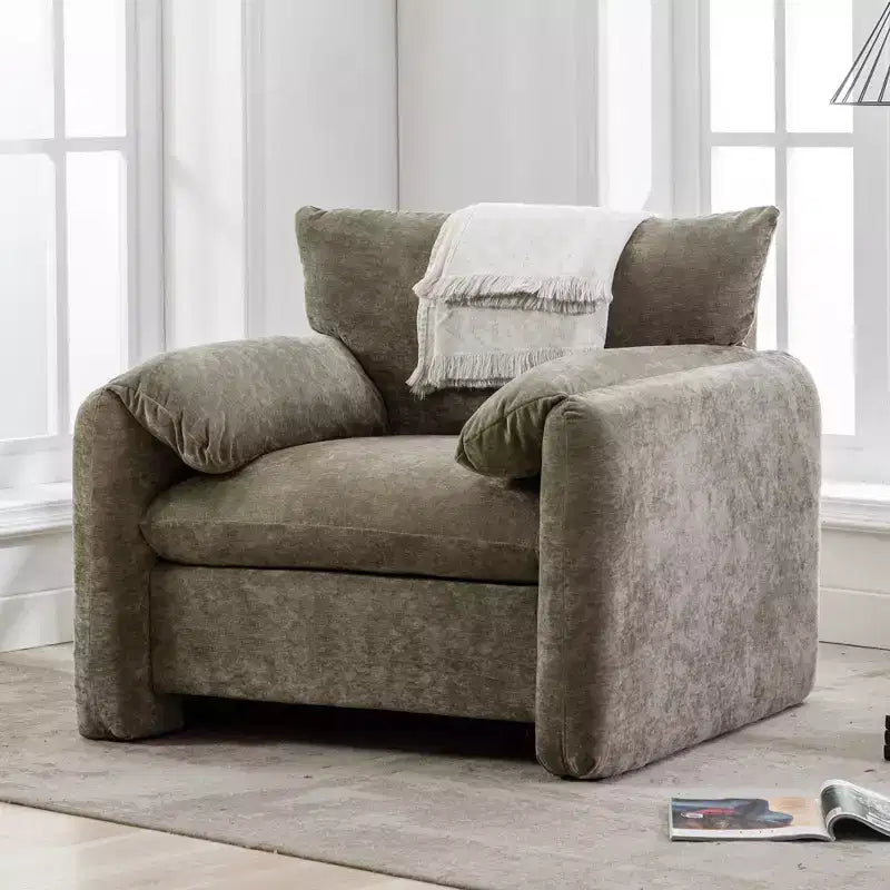 38.6 Fauteuil de salon moderne surdimensionné en chenille