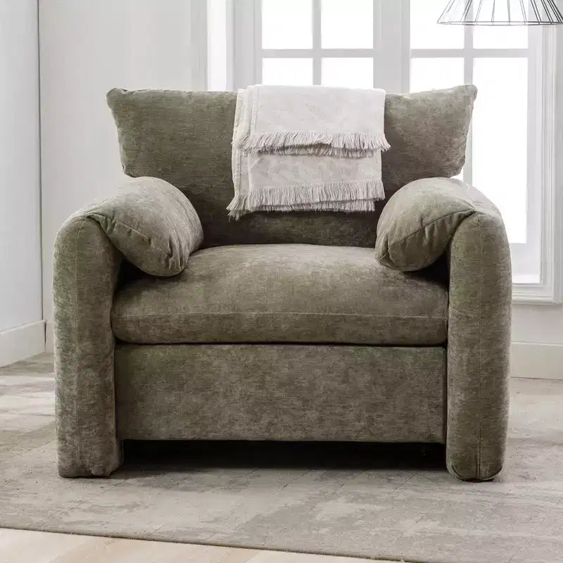 38.6 Fauteuil de salon moderne surdimensionné en chenille
