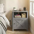 Table de chevet avec station de recharge, Table de chevet de style rustique avec étagère ouverte, Armoire fermée, Port USB et prise de courant, Table de chevet avec rangement