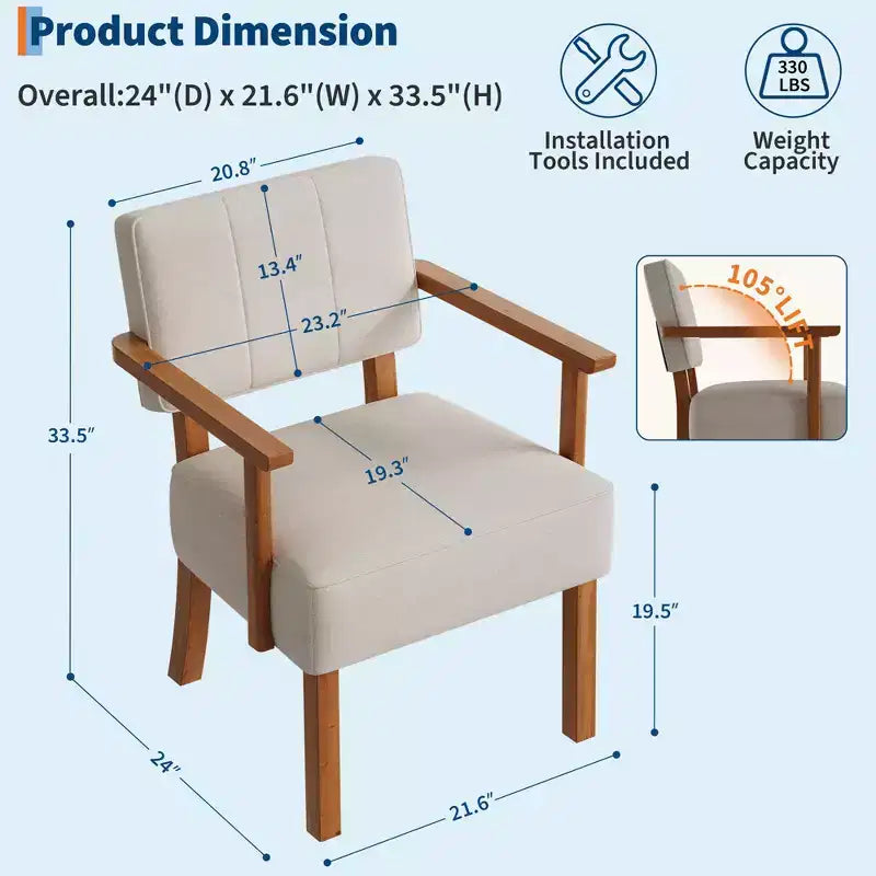 Fauteuil d'appoint en similicuir, fauteuil rembourré Mid-century avec cadre en bois, chaise de lecture et de détente pour salon, chambre à coucher