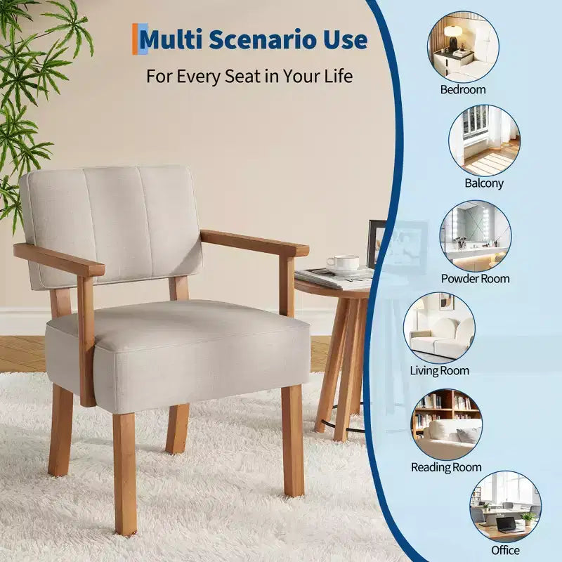 Fauteuil d'appoint en similicuir, fauteuil rembourré Mid-century avec cadre en bois, chaise de lecture et de détente pour salon, chambre à coucher