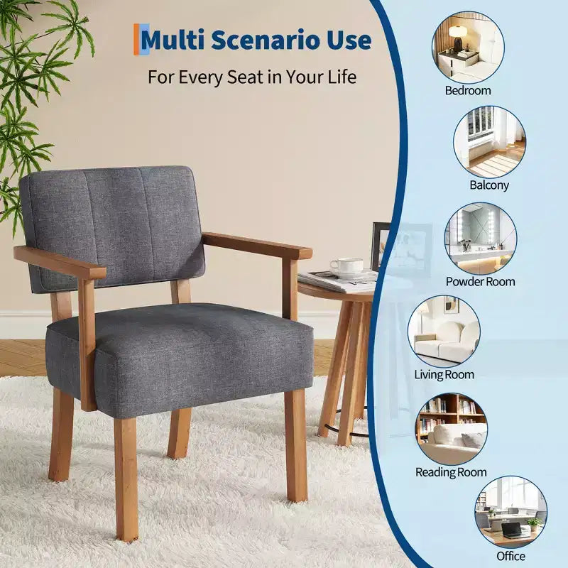 Fauteuil d'appoint en similicuir, fauteuil rembourré Mid-century avec cadre en bois, chaise de lecture et de détente pour salon, chambre à coucher