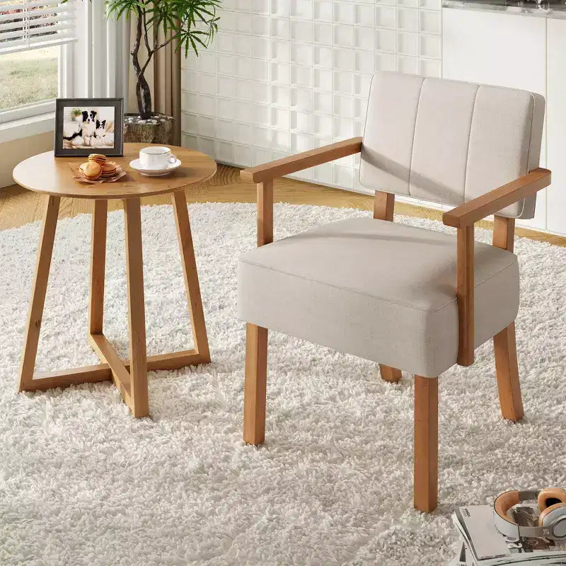 Fauteuil d'appoint en similicuir, fauteuil rembourré Mid-century avec cadre en bois, chaise de lecture et de détente pour salon, chambre à coucher