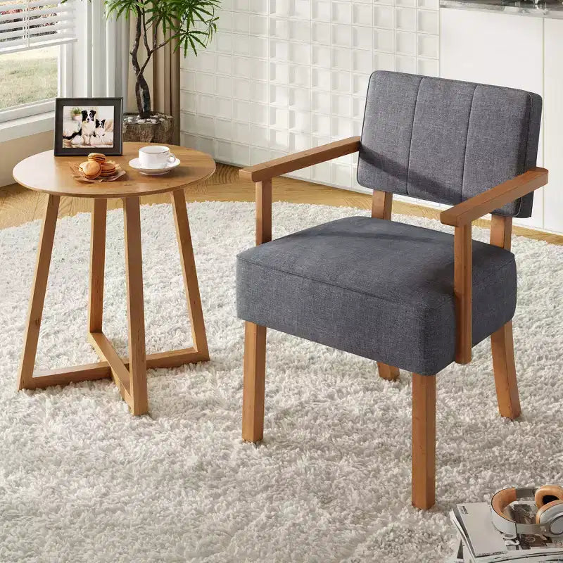 Fauteuil d'appoint en similicuir, fauteuil rembourré Mid-century avec cadre en bois, chaise de lecture et de détente pour salon, chambre à coucher