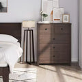 Commode en bois à 5 tiroirs avec tiroirs profonds, armoire d'entrée robuste avec poignées rondes pour chambre à coucher, salon, bureau