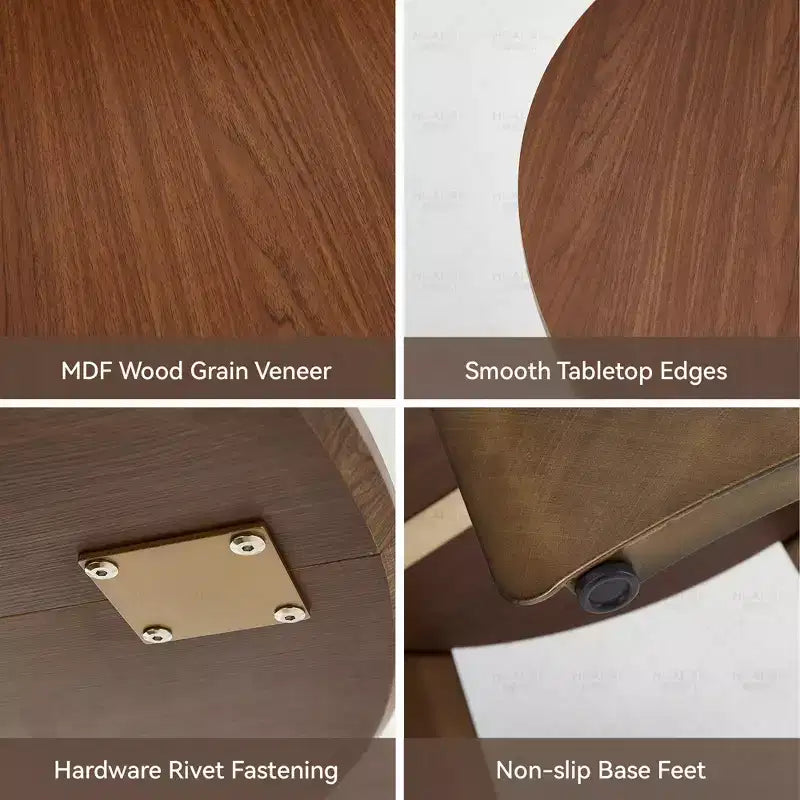 Table à manger ronde moderne en bois et métal