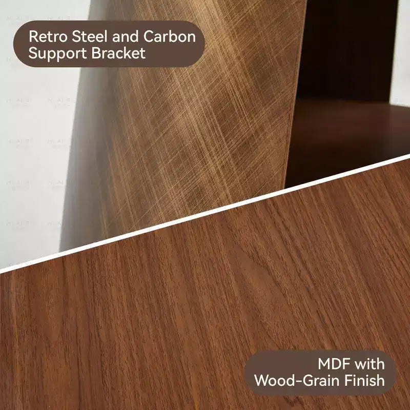 Table à manger ronde moderne en bois et métal