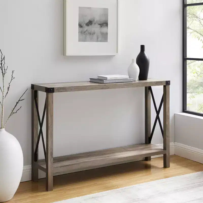 Table d'entrée de ferme moderne avec étagère inférieure
