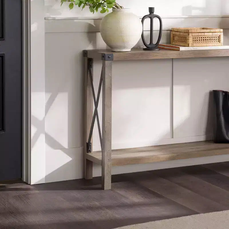Table d'entrée de ferme moderne avec étagère inférieure