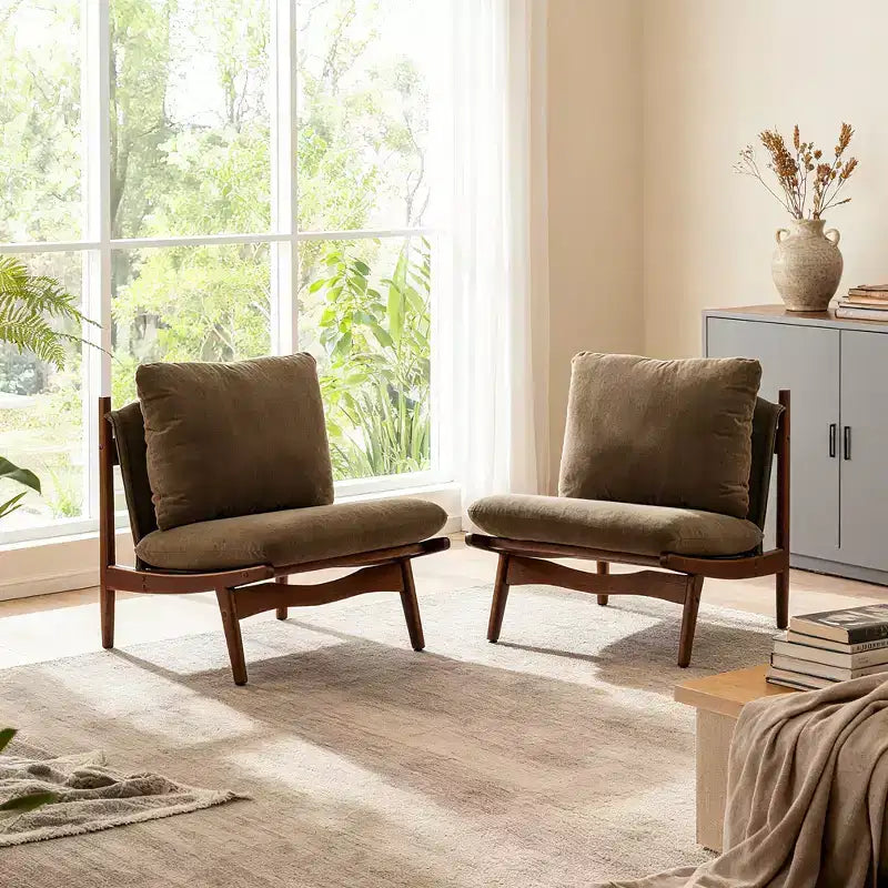 Fauteuil d'appoint Mocha avec cadre en bois naturel