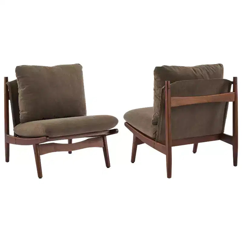 Fauteuil d'appoint Mocha avec cadre en bois naturel