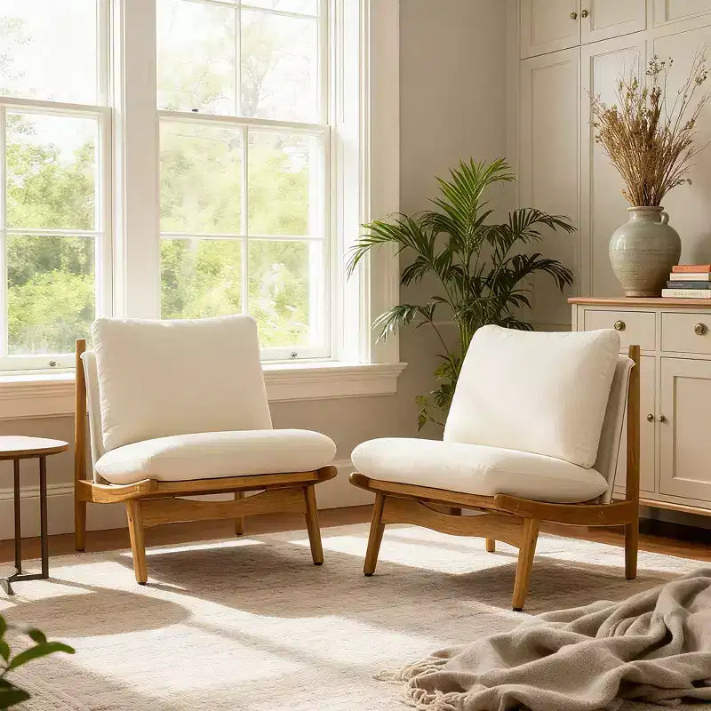 Fauteuil d'appoint Mocha avec cadre en bois naturel