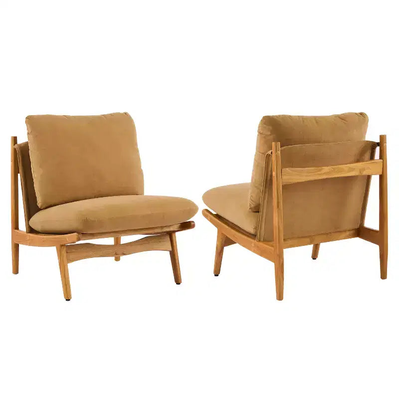 Fauteuil d'appoint Mocha avec cadre en bois naturel