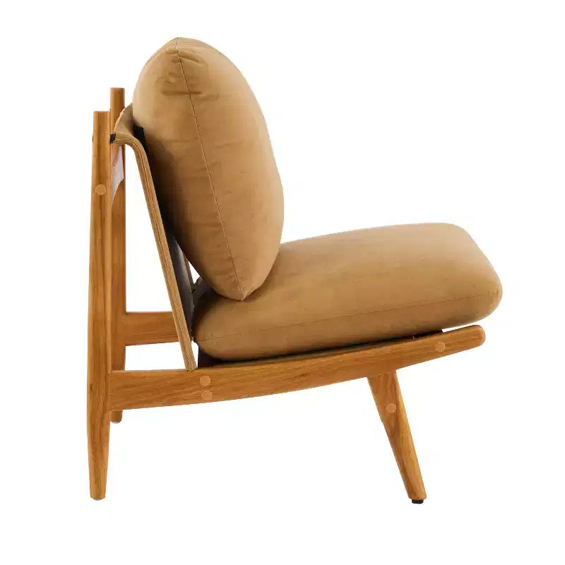 Fauteuil d'appoint Mocha avec cadre en bois naturel
