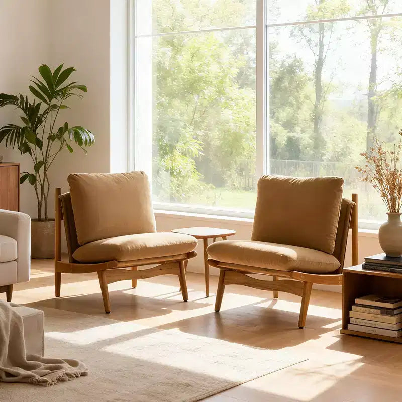 Fauteuil d'appoint Mocha avec cadre en bois naturel