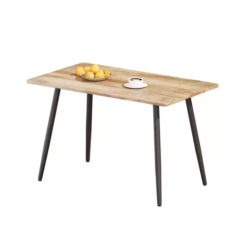 Table à manger rectangulaire moderne avec plateau en bois MDF et pieds en métal, table de cuisine pour appartement ou maison, espace de repas