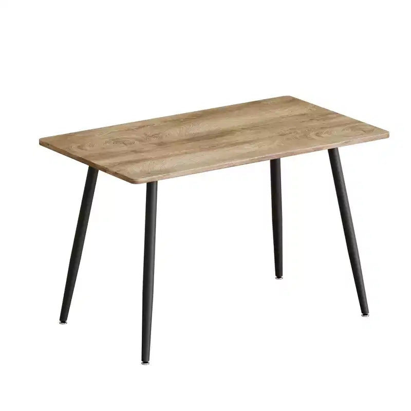 Table à manger rectangulaire moderne avec plateau en bois MDF et pieds en métal, table de cuisine pour appartement ou maison, espace de repas