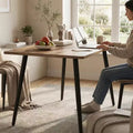 Table à manger rectangulaire moderne avec plateau en bois MDF et pieds en métal, table de cuisine pour appartement ou maison, espace de repas