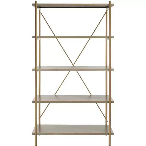 Rigby 5 Tier Etagere - ETG6206 - Rustic Oak/Gold - Safavieh