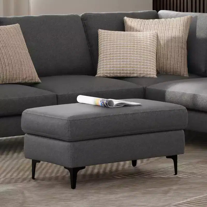 Pouf en tissu performant de style Mid-Century